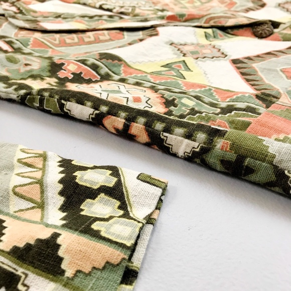 RAPHAEL LORENZO Bohemian Blazer Medium Vintage Linen Blend Single Button - Picture 3 of 7